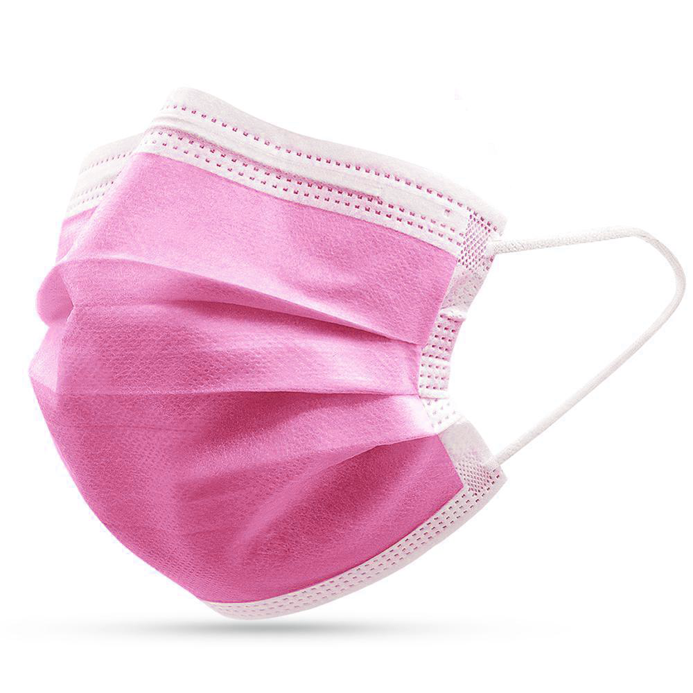 50 masks Pink Disposable 3-ply mask with Ear Loops